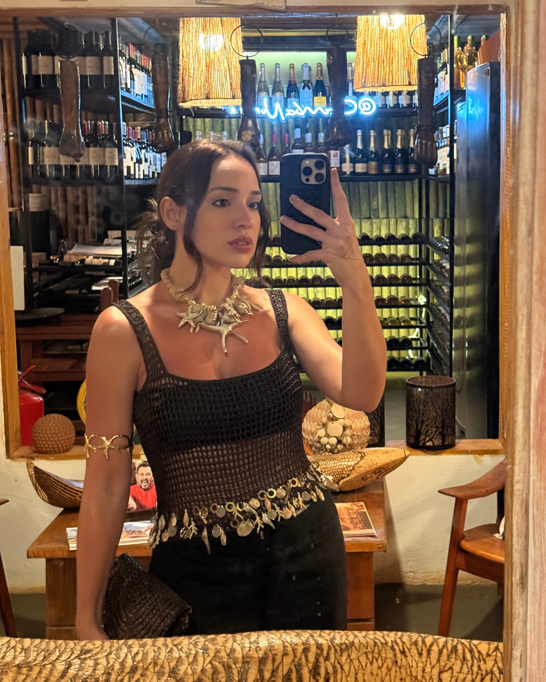 CROPPED BORDADO MARROM