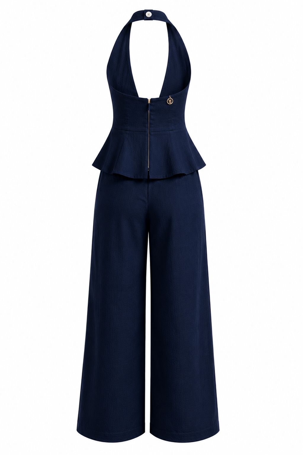 BLUSA PEPLUM PURO LINHO AZUL + CALÇA PURO LINHO AZUL