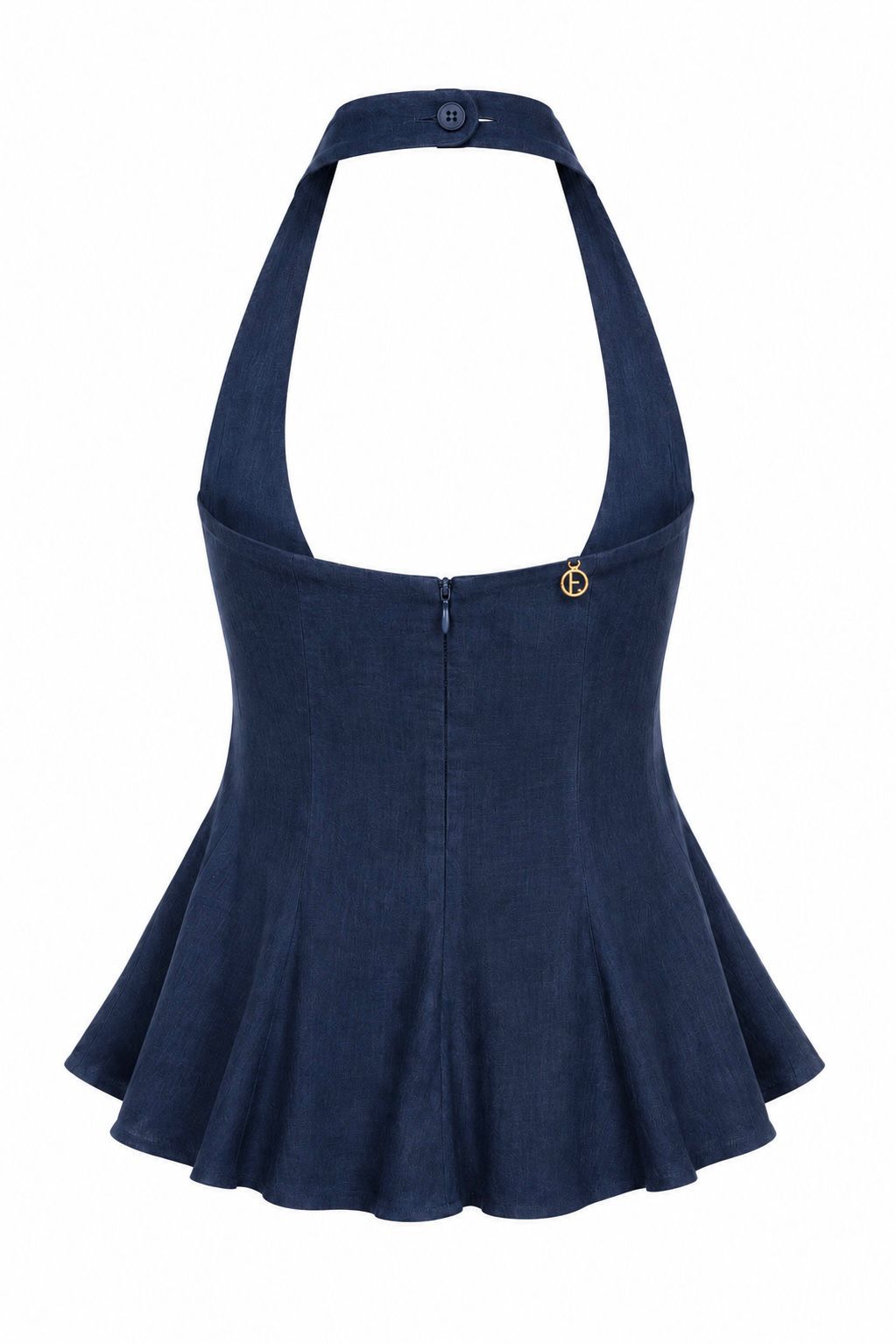BLUSA PEPLUM PURO LINHO AZUL + CALÇA PURO LINHO AZUL