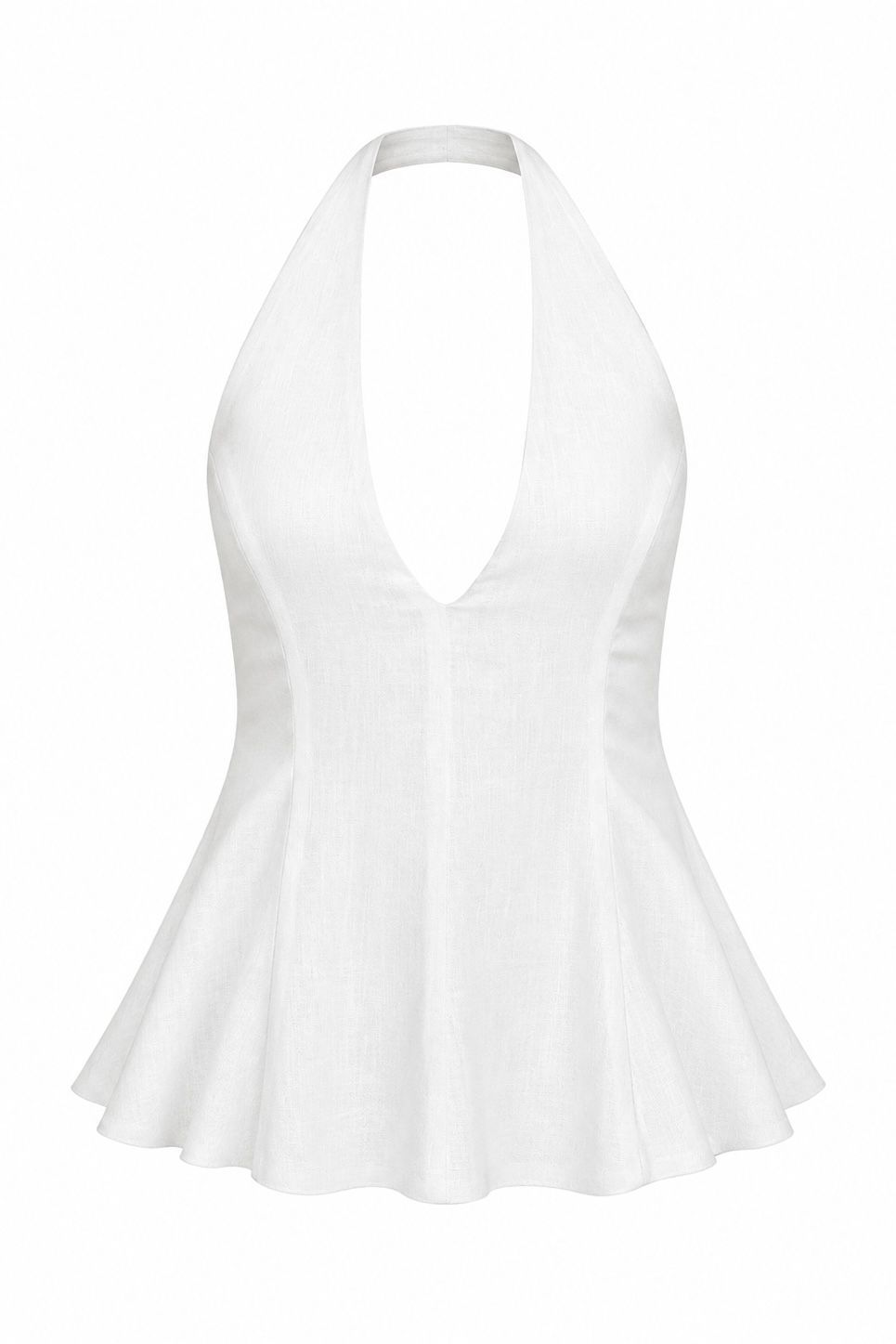 BLUSA PEPLUM PURO LINHO BRANCA + CALÇA PURO LINHO BRANCA