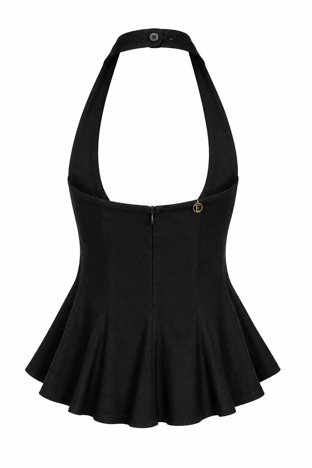 BLUSA PEPLUM PURO LINHO PRETA