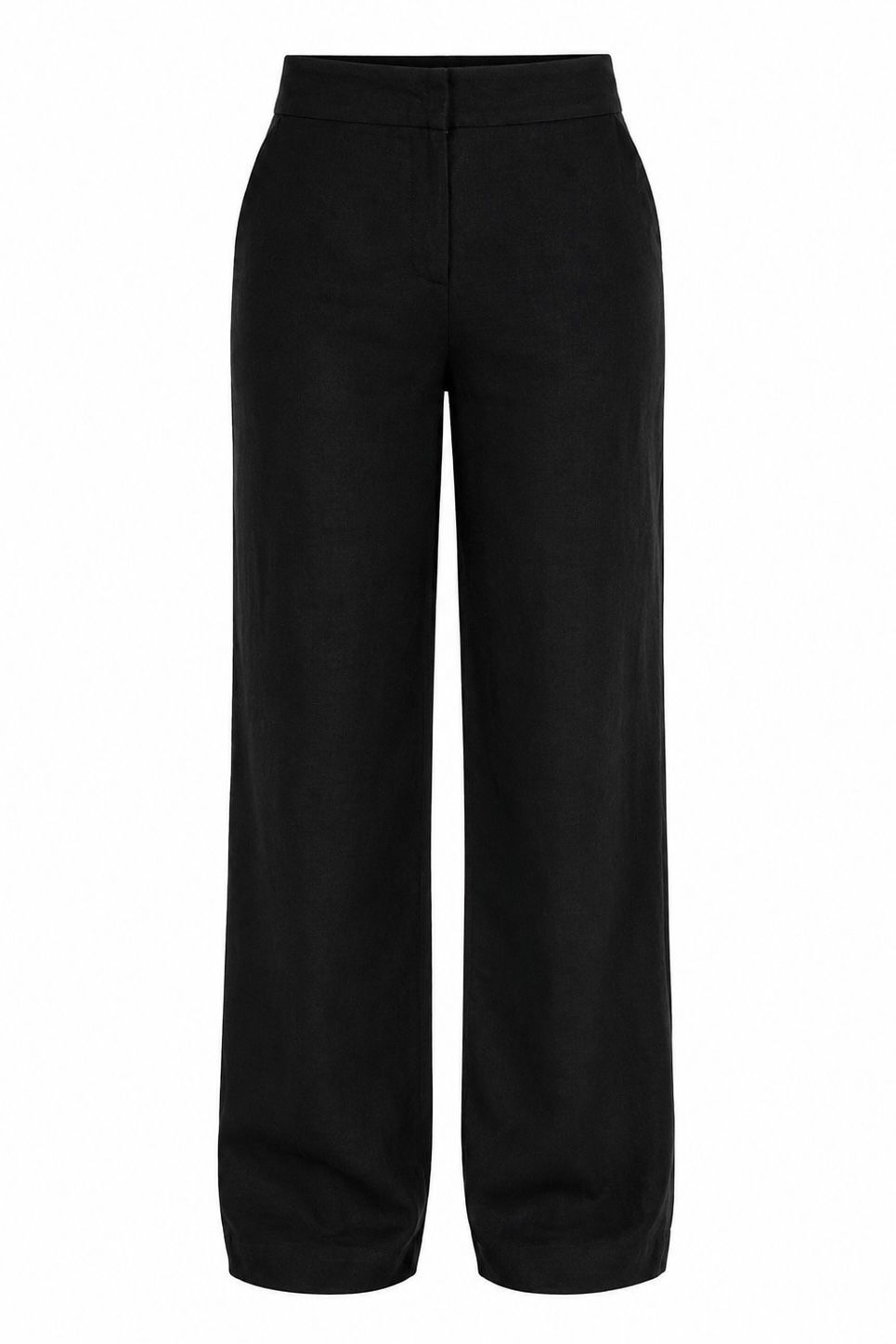 BLUSA PEPLUM PURO LINHO PRETA + CALÇA PURO LINHO PRETA