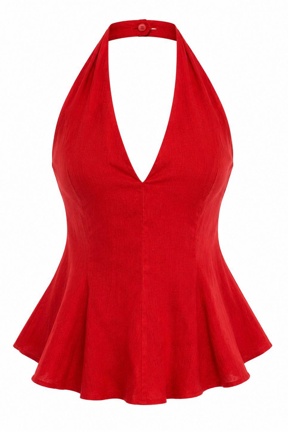 BLUSA PEPLUM PURO LINHO VERMELHA