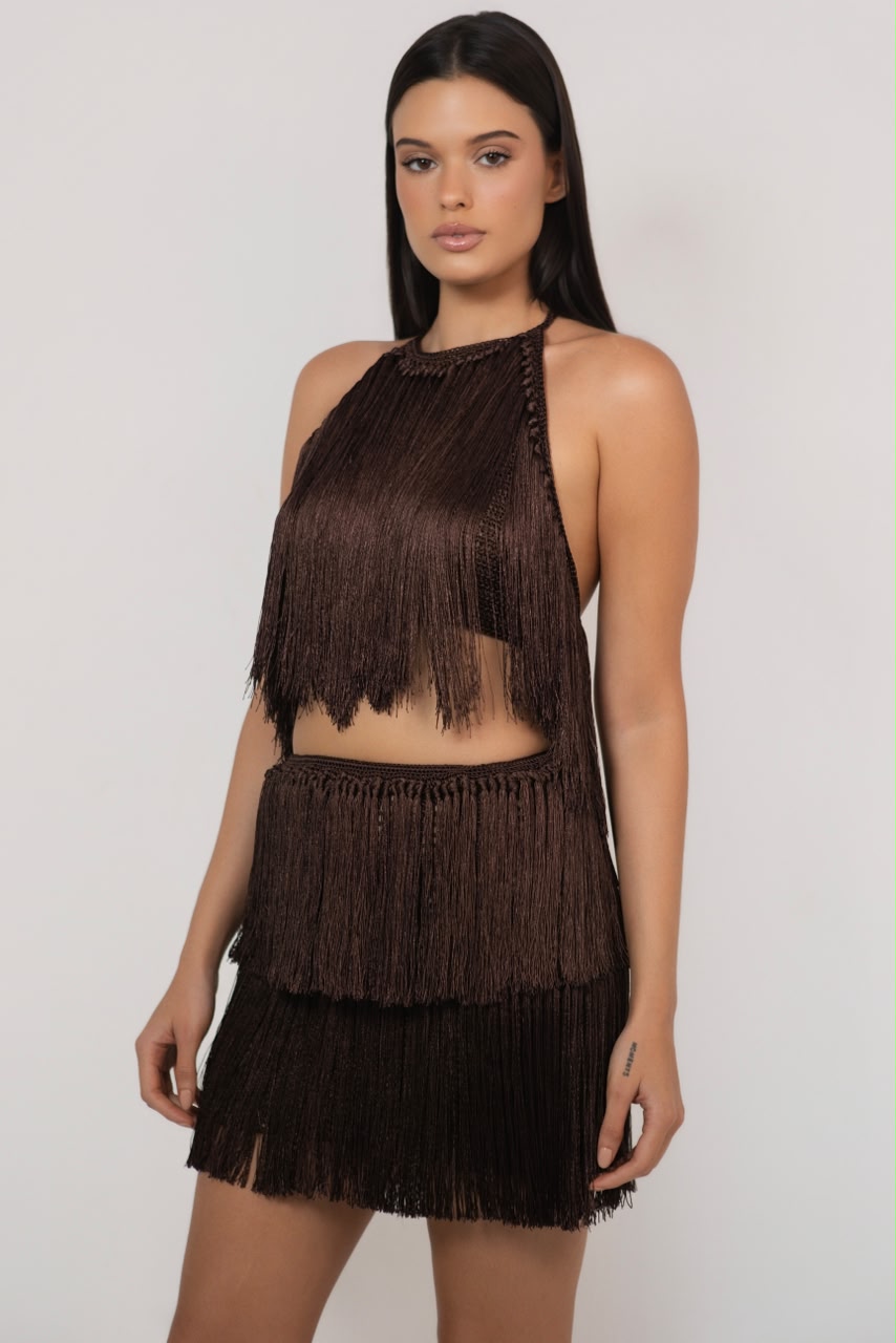 CONJUNTO DE FRANJAS MARROM