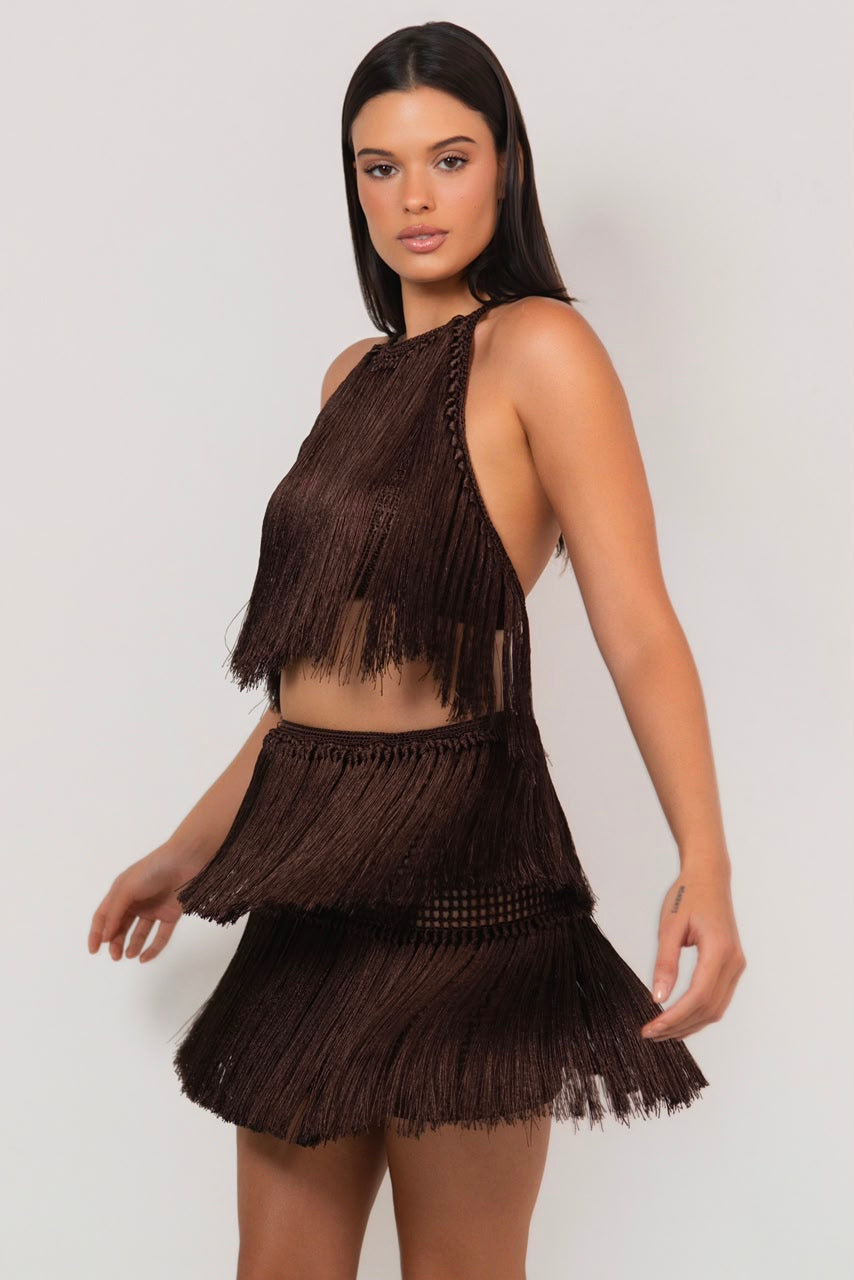 CONJUNTO DE FRANJAS MARROM