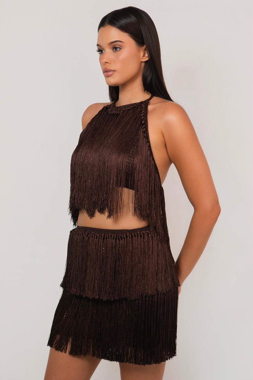 CONJUNTO DE FRANJAS MARROM