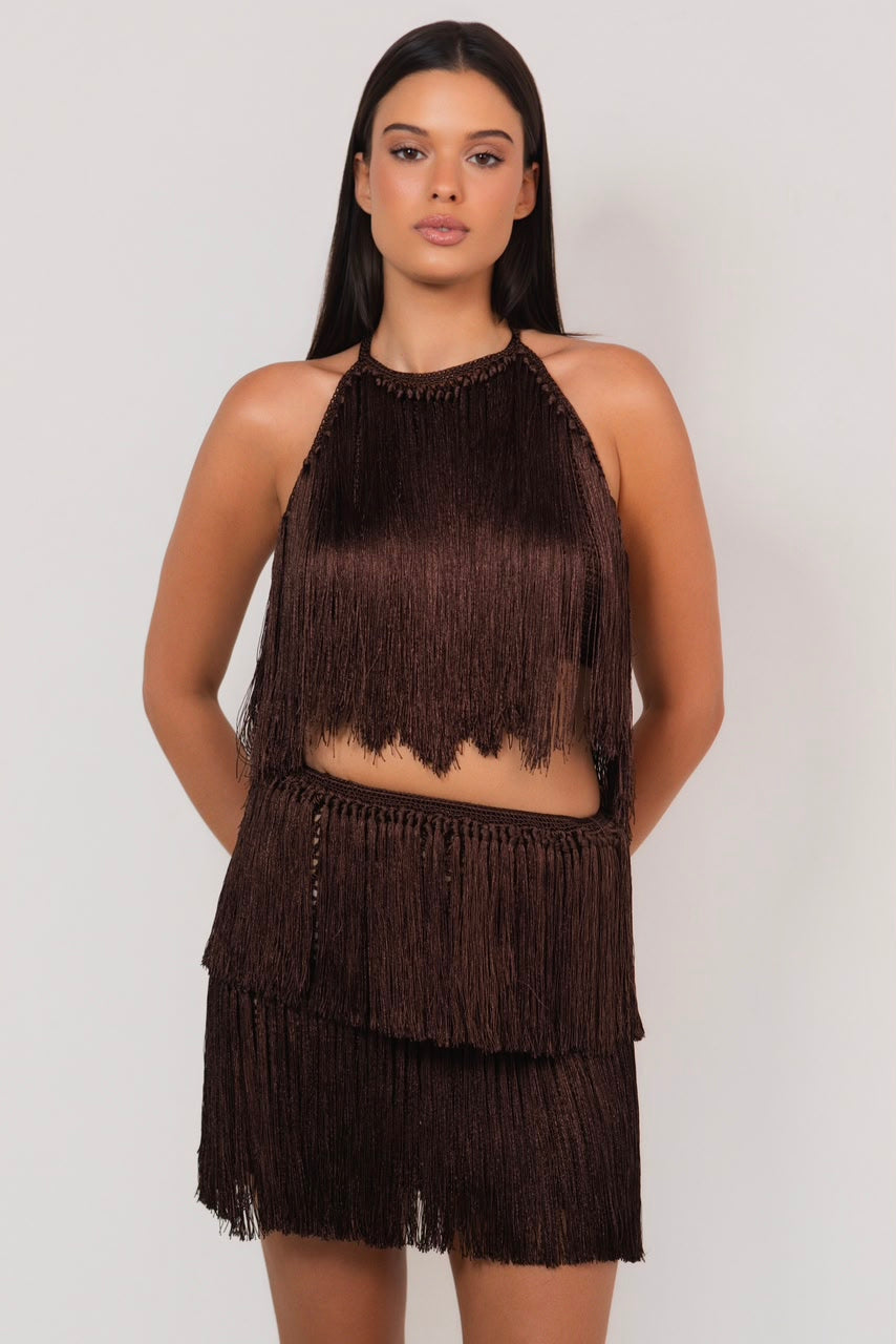 CONJUNTO DE FRANJAS MARROM