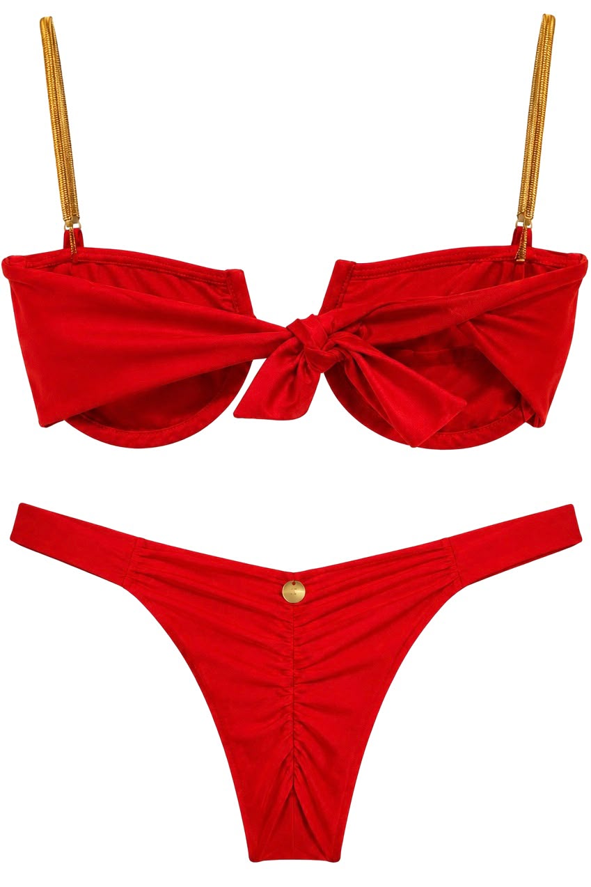 TOP MEIA TAÇA STELLA RED + CALCINHA STELLA RED