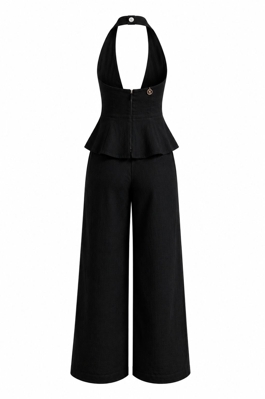 BLUSA PEPLUM PURO LINHO PRETA + CALÇA PURO LINHO PRETA